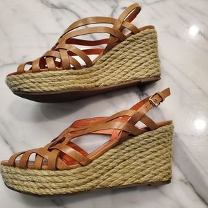 Via Spiga tan leather rope wedges Size 39/8B